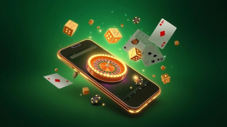 Dealer bos01 membagikan kartu Caribbean Stud Poker di studio langsung